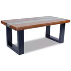 Tavolino da salotto multicolore in teak massiccio e legno di mango con resina trasparente