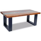 Tavolino da salotto multicolore in teak massiccio e legno di mango con resina trasparente