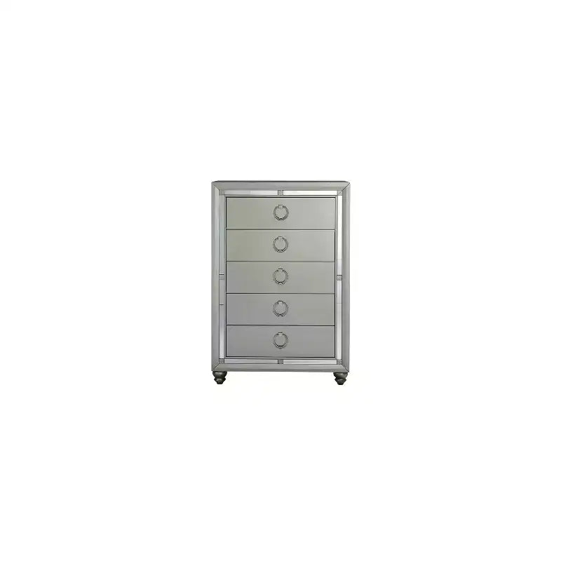 HomeStock 19 in.H Metal Vertical Dressers with 5 - Drawers in Silver Finish