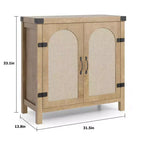Mobile buffet in rattan con contenitore, Credenza con ante in rattan sintetico, Ripiani regolabili per soggiorno, sala da pranzo, corridoio, Nero