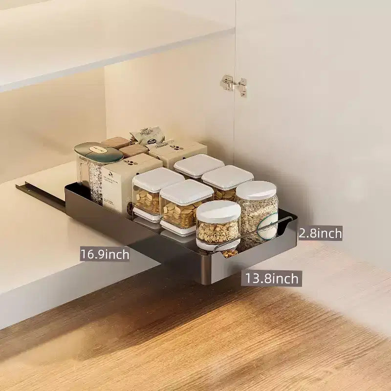 COZONY Organizer Estraibile per Armadio con Pellicola Adesiva, Ripiani Contenitori Estraibili Resistenti per Dispensa Cucina, Nessuna Perforazione Richiesta