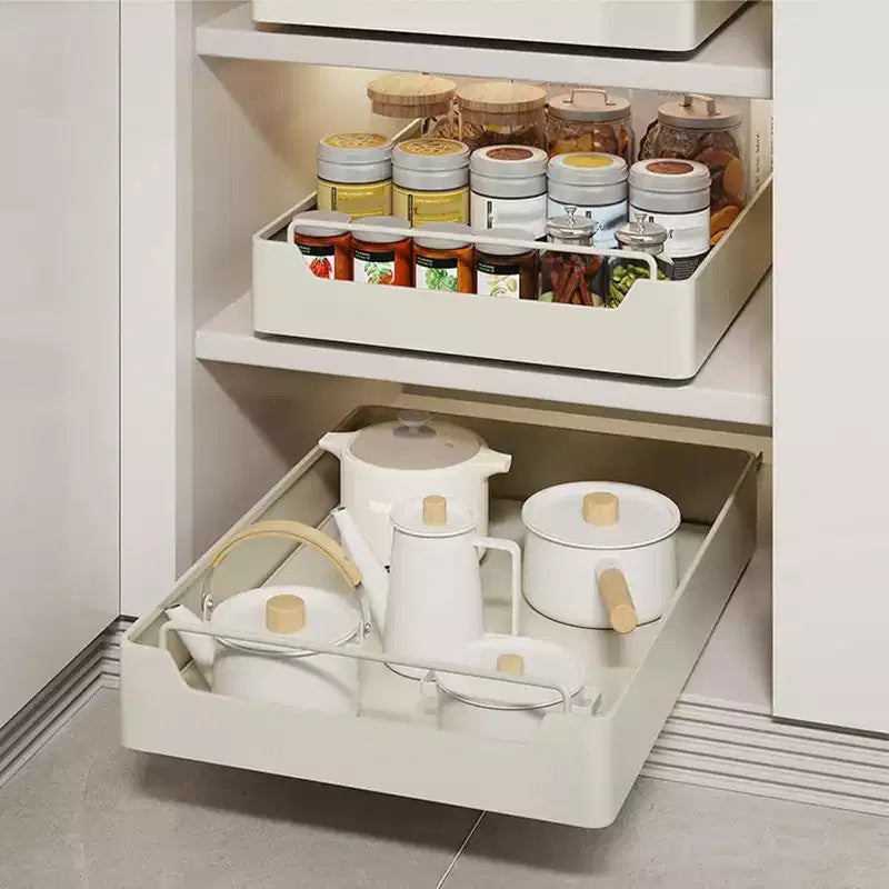 COZONY Organizer Estraibile per Armadio con Pellicola Adesiva, Ripiani Contenitori Estraibili Resistenti per Dispensa Cucina, Nessuna Perforazione Richiesta