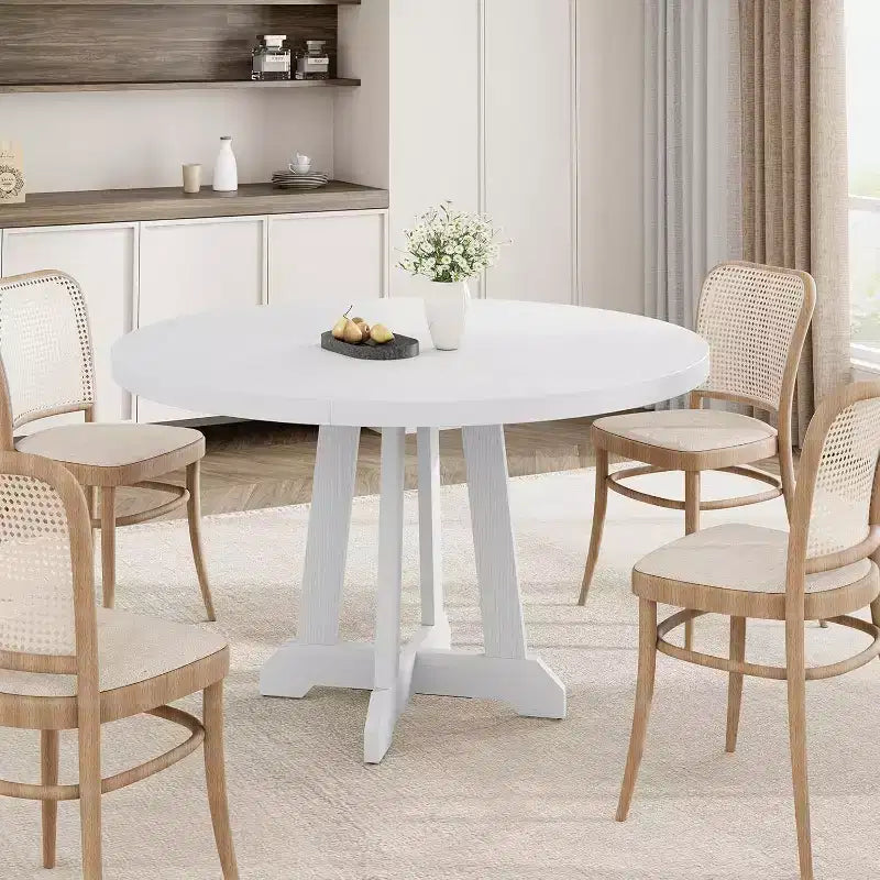 CuisinSmart Tavolo da pranzo rotondo rustico da 47'' per 4-6 persone, grande tavolo in legno con gambe robuste, per sala da pranzo, senza sedie