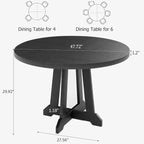 CuisinSmart Tavolo da pranzo rotondo rustico da 47'' per 4-6 persone, grande tavolo in legno con gambe robuste, per sala da pranzo, senza sedie