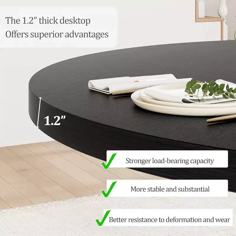 CuisinSmart Tavolo da pranzo rotondo rustico da 47'' per 4-6 persone, grande tavolo in legno con gambe robuste, per sala da pranzo, senza sedie