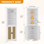 GustoWave 64 Mobile angolare alto da fattoria con 2 ante a scomparsa, credenza con ripiani regolabili, mobile contenitore da fattoria, bianco