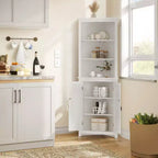 GustoWave 64 Mobile angolare alto da fattoria con 2 ante a scomparsa, credenza con ripiani regolabili, mobile contenitore da fattoria, bianco