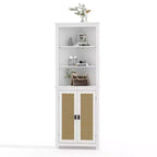 GustoWave 64 Mobile angolare alto da fattoria con 2 ante a scomparsa, credenza con ripiani regolabili, mobile contenitore da fattoria, bianco