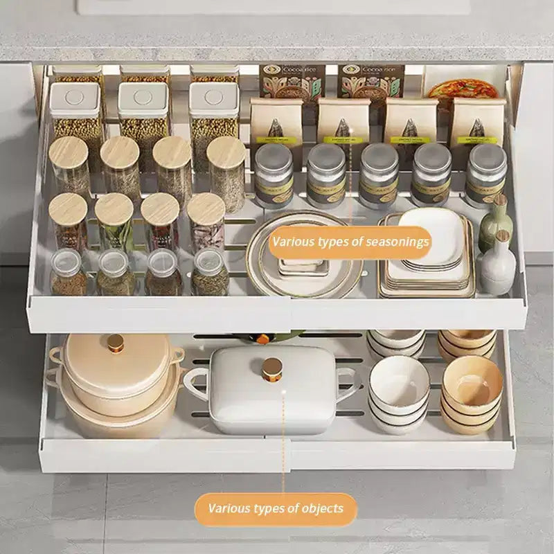 COZONY Ripiano Estraibile Regolabile, Organizer Cucina Senza Foratura, Ripiano Estraibile per Mobile