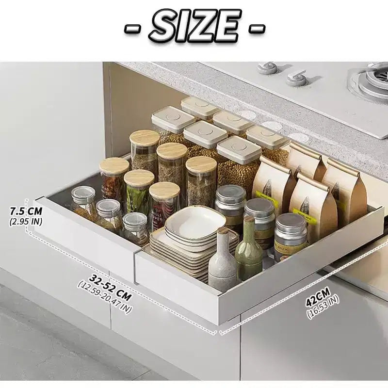 COZONY Ripiano Estraibile Regolabile, Organizer Cucina Senza Foratura, Ripiano Estraibile per Mobile