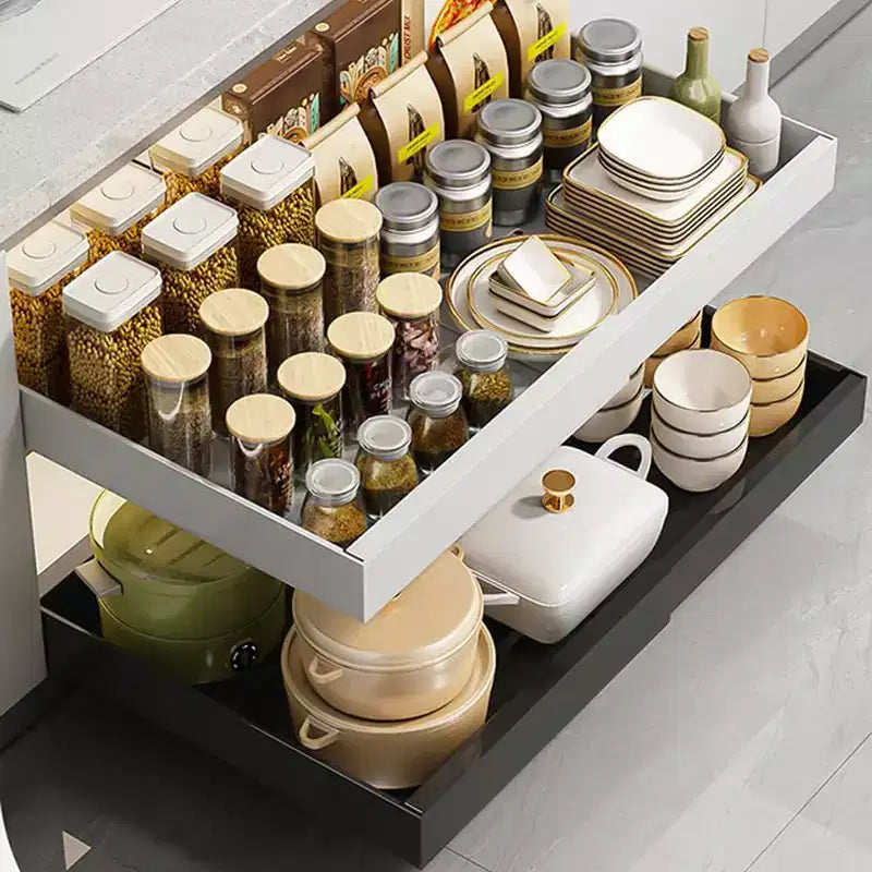 COZONY Ripiano Estraibile Regolabile, Organizer Cucina Senza Foratura, Ripiano Estraibile per Mobile