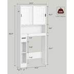Dcolora Mobiletto sopra WC, Mobiletto da Bagno Stile Rustico sopra WC con Ante Scorrevoli