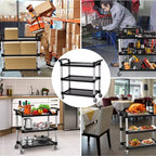 Carrello di servizio multiuso con ruota freno, carrello di servizio mobile resistente da 3 ripiani con capacità di 360 libbre e ruote girevoli a 360°, carrello per alimenti per ristoranti