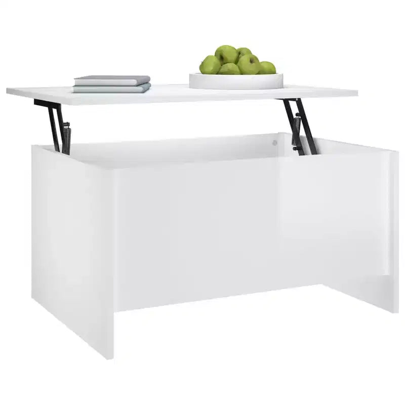 Tavolino da caffè Bianco lucido Legno multistrato 80 x 55.5 x 41.5 cm