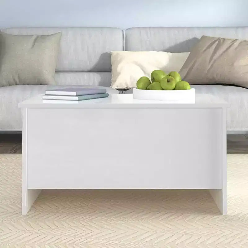 Tavolino da caffè Bianco lucido Legno multistrato 80 x 55.5 x 41.5 cm