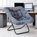 JIONJOY Soft Faux Fur Folding Lounge Chair - Large Size for Adults/Teens, Foldable Reading Chair