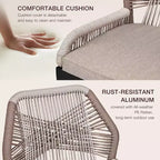 GustoWave Sgabelli da Bar Altezza Bancone Set da 2, Sgabelli da Bar Altezza Bancone in Corda Boho, Sgabelli da Bar Moderni in Alluminio Intrecciato in Rattan con Schienale e Braccioli