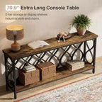 Lantine 70.9 Tavolo Consolle Industriale, Tavolo d'Appoggio a 2 Livelli per Soggiorno, Corridoio, Ingresso, Marrone Rustico