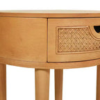 GDFStudio Rossville 18 Tavolino Rotondo con Cassetto in Rattan e Legno