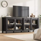COZONY 62x23.6 TV Stand for 65 Inch, Entertainment Center, Modern Media Console with Storage Cabinet, 4 Sliding Glass Doors