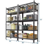 Scaffalatura da garage 2200 libbre Scaffali portaoggetti Scaffalatura metallica regolabile Scaffali metallici a 5 ripiani per garage, cucina, dispensa