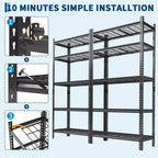 Scaffalatura da garage 2200 libbre Scaffali portaoggetti Scaffalatura metallica regolabile Scaffali metallici a 5 ripiani per garage, cucina, dispensa