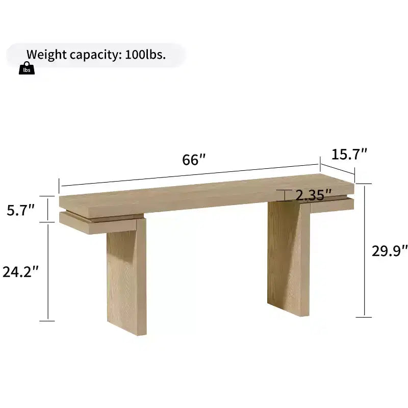 Okak 66IN Tavolo Consolle Minimalista con Impiallacciatura in Legno, Tavolo da Ingresso Extra Largo con Piano Spesso, Tavolo d'Appoggio per Corridoio, Soggiorno