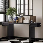 Okak 66IN Tavolo Consolle Minimalista con Impiallacciatura in Legno, Tavolo da Ingresso Extra Largo con Piano Spesso, Tavolo d'Appoggio per Corridoio, Soggiorno