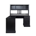 Scrivania angolare per computer Homy Casa con libreria e cassetti, workstation moderna per ufficio domestico, colore nero