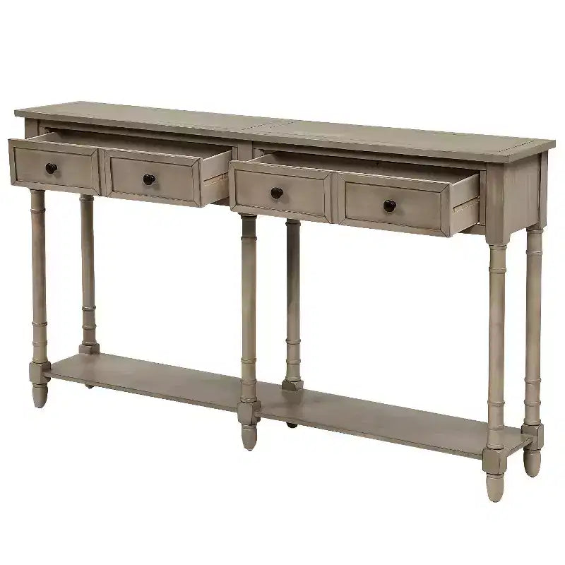 Okak 58IN Consolle Vintage Sottile, Tavolo d'Ingresso con Due Cassetti e Ripiano Inferiore, Tavolo d'Appoggio per Soggiorno, Corridoio