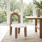 Meridian Furniture, Sedia da Pranzo Amari in Ecopelle e Tessuto Bouclé, Set da 2