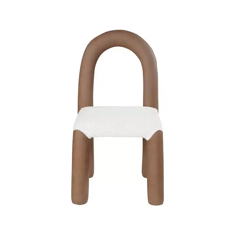 Meridian Furniture, Sedia da Pranzo Amari in Ecopelle e Tessuto Bouclé, Set da 2