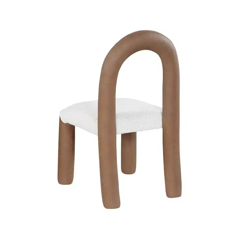 Meridian Furniture, Sedia da Pranzo Amari in Ecopelle e Tessuto Bouclé, Set da 2