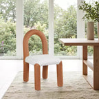 Meridian Furniture, Sedia da Pranzo Amari in Ecopelle e Tessuto Bouclé, Set da 2