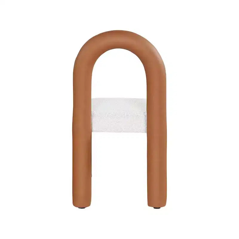 Meridian Furniture, Sedia da Pranzo Amari in Ecopelle e Tessuto Bouclé, Set da 2