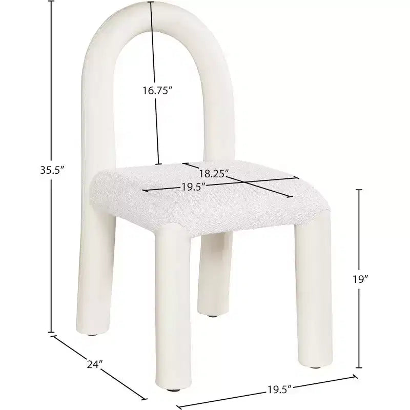 Meridian Furniture, Sedia da Pranzo Amari in Ecopelle e Tessuto Bouclé, Set da 2