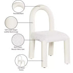 Meridian Furniture, Sedia da Pranzo Amari in Ecopelle e Tessuto Bouclé, Set da 2