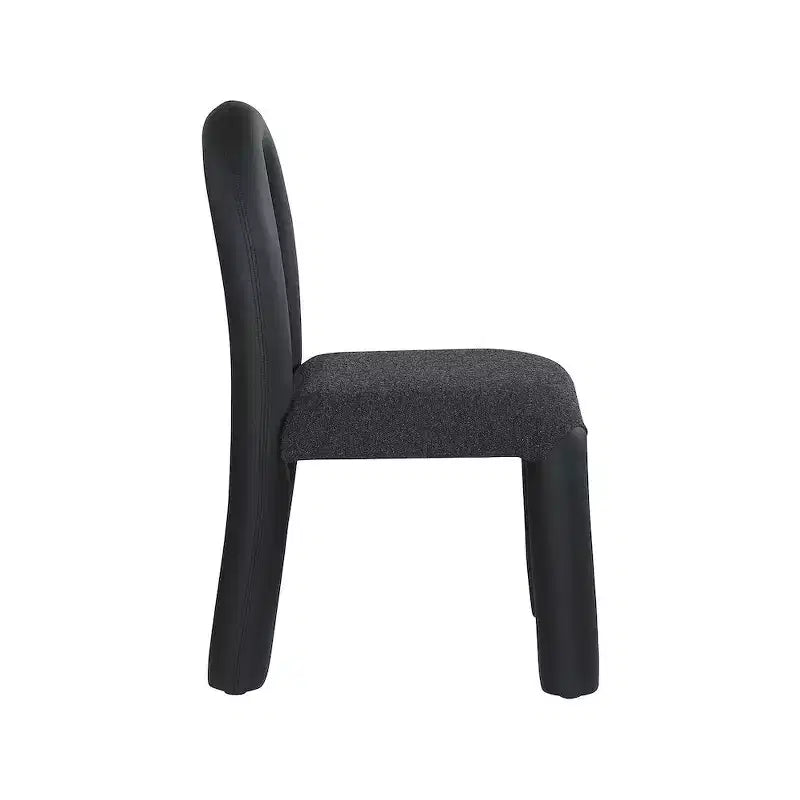 Meridian Furniture, Sedia da Pranzo Amari in Ecopelle e Tessuto Bouclé, Set da 2