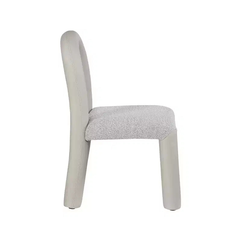 Meridian Furniture, Sedia da Pranzo Amari in Ecopelle e Tessuto Bouclé, Set da 2