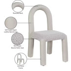Meridian Furniture, Sedia da Pranzo Amari in Ecopelle e Tessuto Bouclé, Set da 2