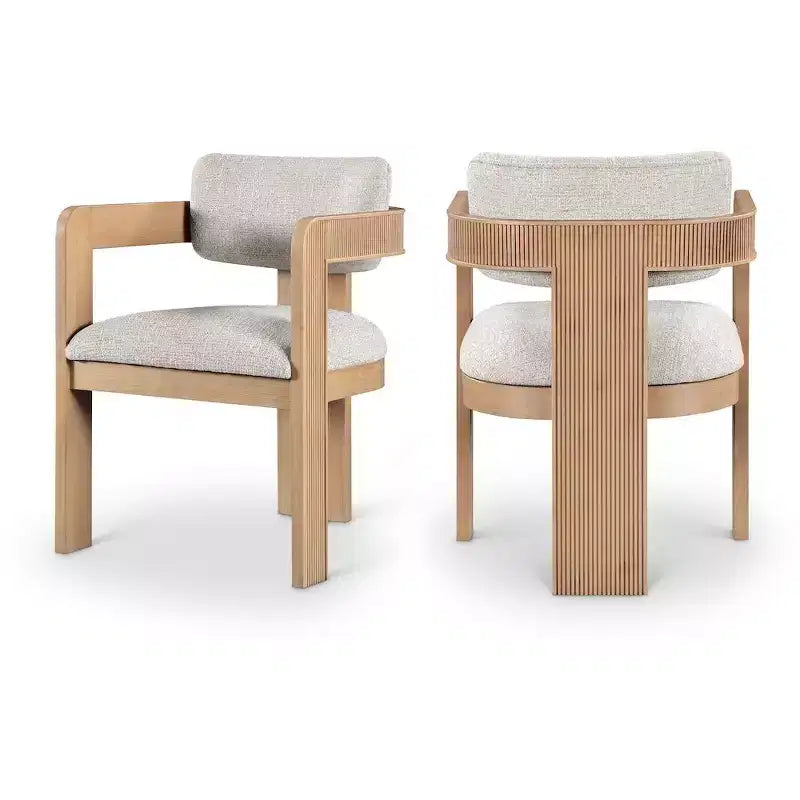 Meridian Furniture,Sacha Beige Linen Textured Fabric Upholstered Dining Chair, Set of 2