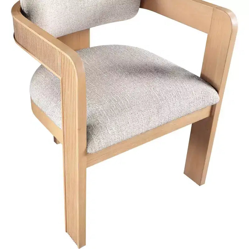 Meridian Furniture, Sedia da pranzo rivestita in tessuto testurizzato di lino beige Sacha, set da 2