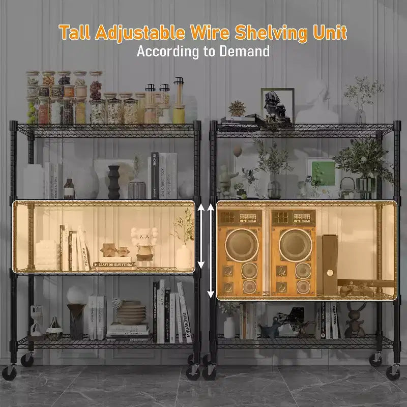 Homdox 36Lx18Px72A Scaffale in metallo a 4 ripiani per carichi pesanti, 1600 libbre di capacità, scaffali di stoccaggio con ruote per garage e cucina