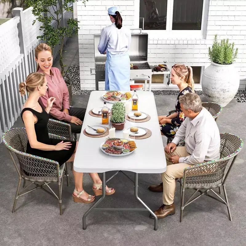 Tavolo pieghevole SUGIFT da 1,5 m, tavolo lungo pieghevole a metà per feste, tavolo portatile pieghevole con design resistente