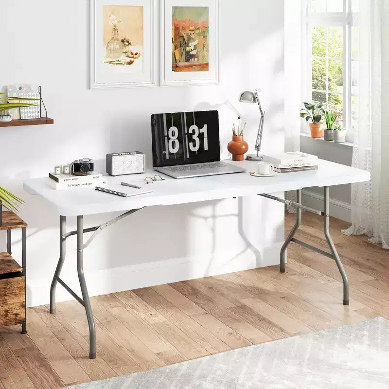 Tavolo pieghevole SUGIFT da 1,5 m, tavolo lungo pieghevole a metà per feste, tavolo portatile pieghevole con design resistente