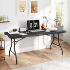 Tavolo pieghevole SUGIFT da 1,5 m, tavolo lungo pieghevole a metà per feste, tavolo portatile pieghevole con design resistente