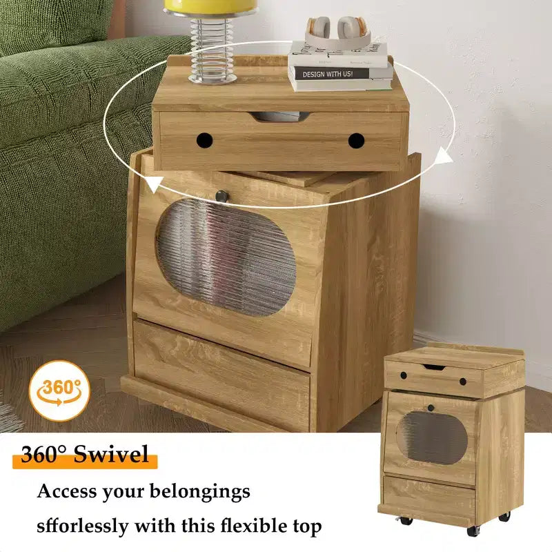 Mobile comodino robot Famapy - con illuminazione d'ambiente, ruote bloccabili e finestra in vetro temperato. Contenitore divertente per la camera dei bambini