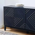 Mobile credenza con 60 ripiani e ante con motivo geometrico, scaffali regolabili, consolle moderna porta TV, tavolino da caffè, buffet per cucina