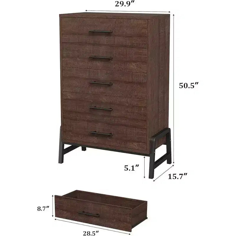 CuisinSmart Cassettiera a 6 cassetti per camera da letto, cassettiera alta da terra con contenitore, cassettiera portaoggetti in legno per camera da letto e soggiorno