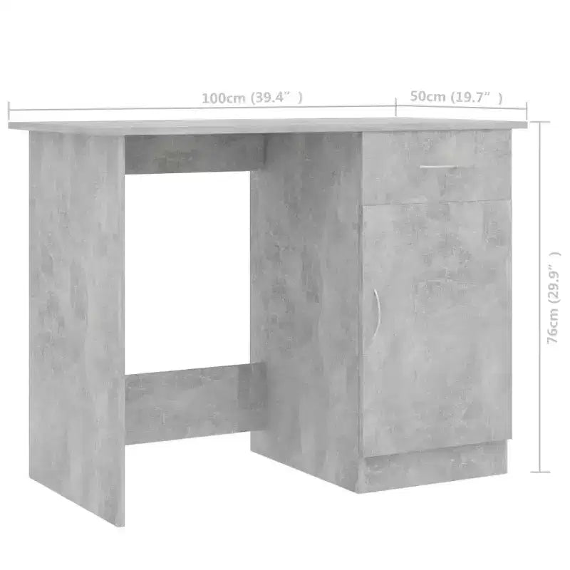 Scrivania Standard Rettangolare in Legno Ingegnerizzato Grigio Cemento